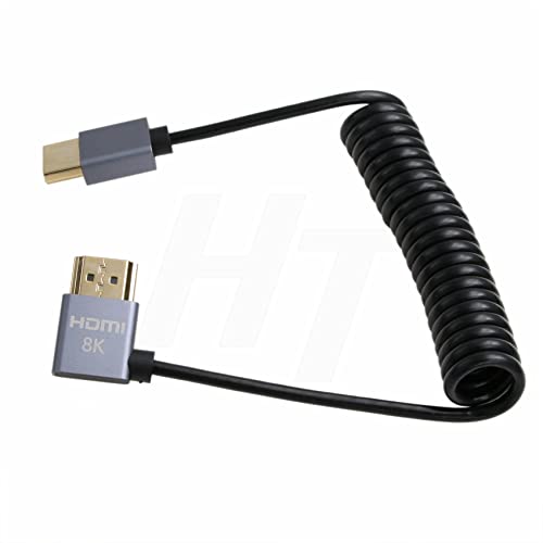HangTon HDMI 8K 4K 60fps Cable Thin Coiled Left Angle for ZCAM Sony A7siii Canon Nikon Camera ATOMOS Shinobi Ninja V Portkeys BM5 FEELWORLD BMPCC 4K Monitor Type A HDMI 2.1 - Image 2