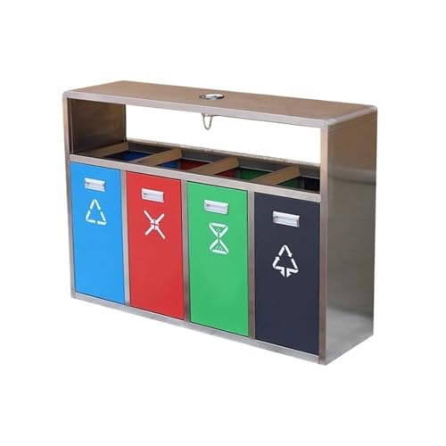 大型 分類ゴミ箱(灰皿付き)屋外業務用ステンレス製ゴミ箱 廃棄物