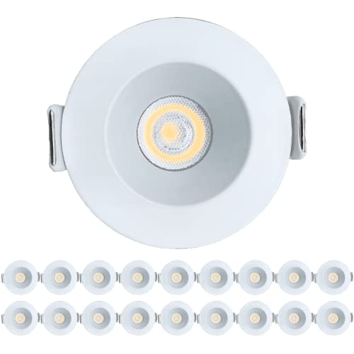 Perlglow 18 Pack 1 Inch Round Downlight Luminaire, White Smooth, Led Recessed Light Fixtures Dimmable 7W=50W, 500 Lumens, Cri 90+, Ic Rated, Etl Listed, 5Cct Selectable 2700K|3000K|3500K|4100K|5000K #TOP12