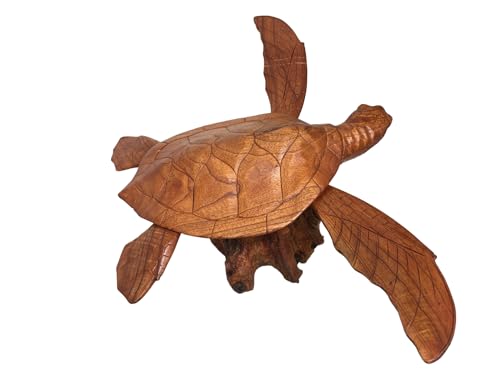 Estatua de Tortuga tallada en madera única miniatura 5