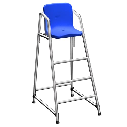 47/59/71 in Tall Stainless Steel Lifeguard Chair Loads 660 LBS Life Guard Chairs Outdoor for Deck Pool Bar Beach with Umbrella Holder (59 in)