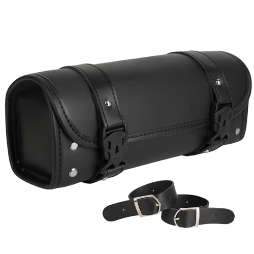 RAYSARK Motorcycle Saddlebag Vintage Leather Side Bag with Quick Release Buckles 2 Adjustable Shoulder Straps Front Fork Bag Motorcycle