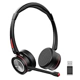 Beebang Headset mit Mikrofon Kabellose, Bluetooth Headset für PC Laptop, Noise Canceling Wireless mit Mikrofon Stummschaltung & USB-Adapter für Computer Teams Telefon Call Center Büro