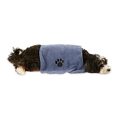 Image of Bone Dry Pet Grooming, Embroidered Microfiber Towel Drying Collection, 15x30, Stonewash Blue