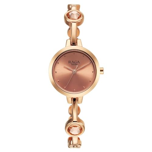 Image of Titan Raga Viva Quartz Analog Rose Gold Dial Rose Gold Metal Strap Watch for Women - NT2576WM02
