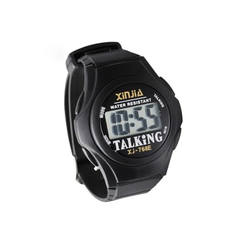 Genérico Reloj De Pulsera Parlante - Voz En Español - Discapacidad Visual - Invidentes - Personas Mayores - Color Negro