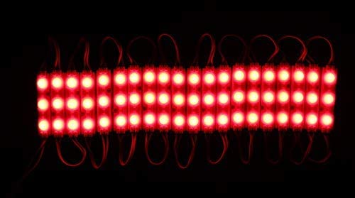 Image of StrawHat 3 LED Strips 12V Waterproof 5630 /5730 LED SMD Injection Module with Defuser Use for Decoration Room, Home, Bike, Car,Auto Rickshaw (Combo) (20, Red)