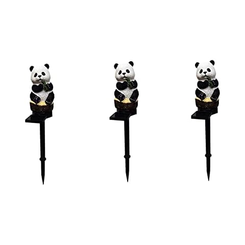 EESLL 3Pack 17in Garden Solar Light Outdoor Decor, Resin Panda Solar LED Light,Waterproof Panda Decorative Lights,Solar Panda Stake Lights for Decoration Cover