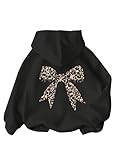 Ecolala Hoodie for Girls Sweatshirt Cute Bow Graphic Kids Hoodies Long Sleeve Pullover Black B 13-14Y