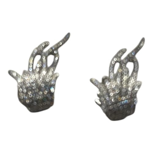 Crystal Rhinestone Wing Stud Earrings, Silver Tone, Statement Fashion Jewelry Valentine's day