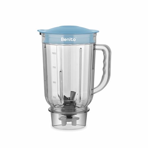 Image of Benito Crystal Transparent Polycarbonate Juicer Jar (1L) for Mixer Grinder - Compatible with 4-Teeth Coupler & Dual Locking System