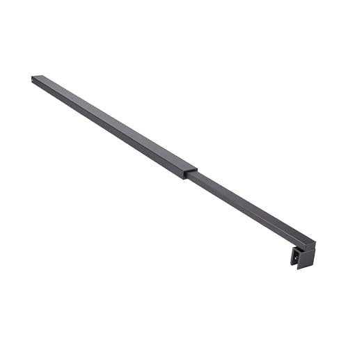 T&K Shower Screen Support Bar 700mm to 1300mm Telescopic Bar Black Adjustable Support Bar, for Wet Room Shower Enclosures Bath Panel, Fits 6-10mm Glass