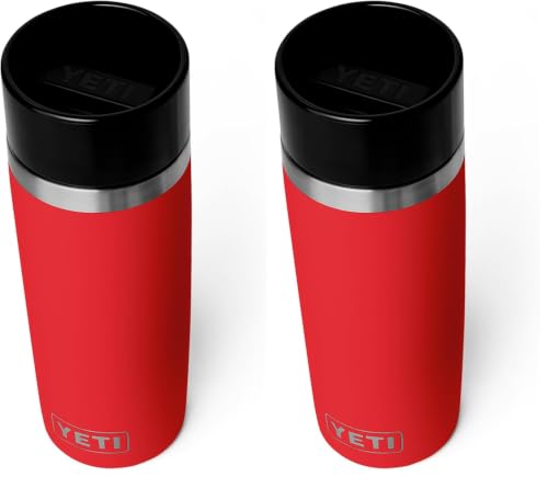 Image of YETI Rambler 16 oz Travel Bottle, Stainless Steel, Vacuum Insulated with Leakproof Commuter Cap, Rescue Red (Pack of 2)