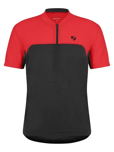 Ziener NARIUS Maillot de Ciclismo para Hombre, Bicicleta de montaña, de Carreras, Transpirable, de Secado rápido, elástico, Manga Corta, Rojo, Talla 60