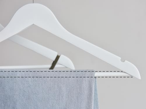 StorageWorks Holzbügel weiß, 30er-Pack, natürlicher weißer Kleiderbügel aus Holz für Kleiderschrank, Kleiderbügel Holz Weiss für Mäntel, Hemden, Brautjungfernanzüge, Hochzeitskleid, weiß