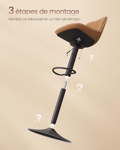 Lot de 2 Tabourets de Bar Pivotants Réglables Marron VASAGLE