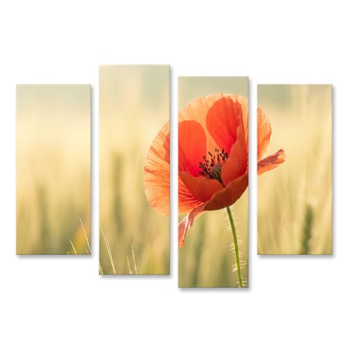 Tableau de coquelicots 4 pièces : la solution idéale pour illuminer un salon sombre