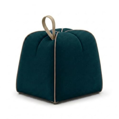 Image of FURNY Signature Regalia Suri Accent Pouf | Boston Fabric | 40D High-Density Foam | (Ocean Green) | Footrest, Vanity Ottoman & Accent Seat for Home, Office & Hotel