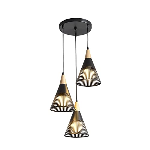 Chandelier nordique E27 en fer forgé à 3 lampes pour salon et cuisine