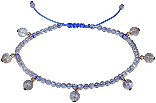 Jewboo Natural Crystals and Gemstones Beaded Ankle Bracelets for Women Crystals and Healing Stones Beach Foot Gemstone Yoga Meditation Anti-Anxiety Jewelry