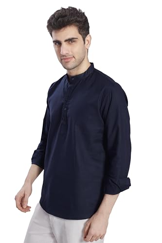Image of DIVISIVE Men's Slim Fit Full Sleeves Cotton Short Kurta