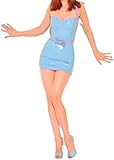 Vestido Látex Caucho Mixto Azul Cielo Vestido Palabra De Honor XS - XXL 0,45 Mm,Como Se Muestra,METRO