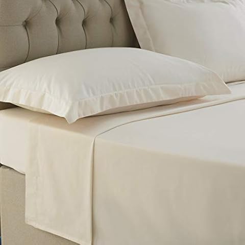 Easy Care Flat Sheet Plain Polycotton Flat Bed Linen Sheet Multicolor (Ivory, Super King Sheet) Cover