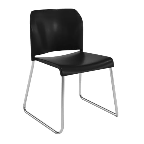 Image of Flash Furniture Hercules Stackable Sled Base Chair, Black/Chrome