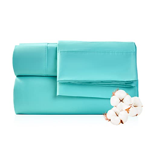 Lbro2M 1000 Thread Count 100% Egyptian Cotton Queen Size Sheets Set,Breathable Wrinkle Bed Sheet 4 Piece Sets,16 Inches Deep Pocket,Weave Long Stapl,Lake Green #TOP9