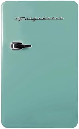 Frigidaire Retro Compact Refrigerator with Chiller, 3.2 cu ft Countertop Fridge, Built-In Bottle Opener, Rounded Corners, Premium, for Office, Bedroom, Dorm Room, Cabin, 18.5D x 20W x 31.5H (Mint)