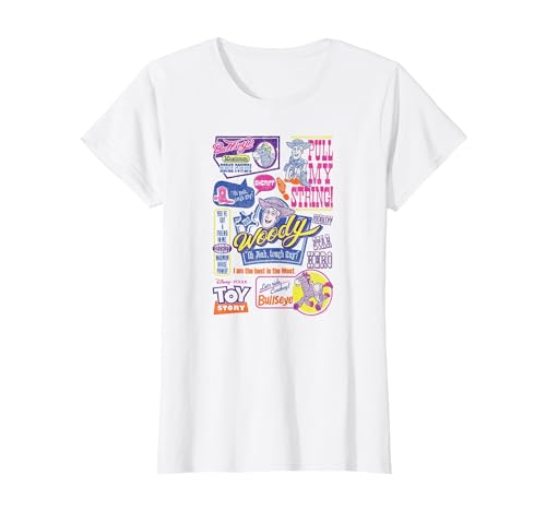 Image of Disney Pixar Toy Story Woody & Bullseye Vintage Retro T-Shirt, Women, White, X-Large