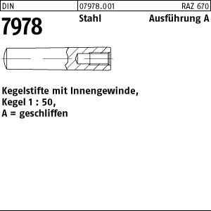 DIN 7978/ISO 8736 Kegelstifte mit Innengewinde Stahl A 6 x 50 S 50 Stk