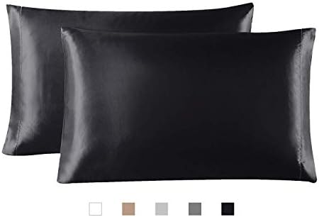 Hboemde 2-Pack Satin Pillowcases Set for Hair and Skin,Khaki Pillow case Set of 2 Envelope Closure Pillowcases Slip Cooling Satin Pillow Covers-King(20x40)