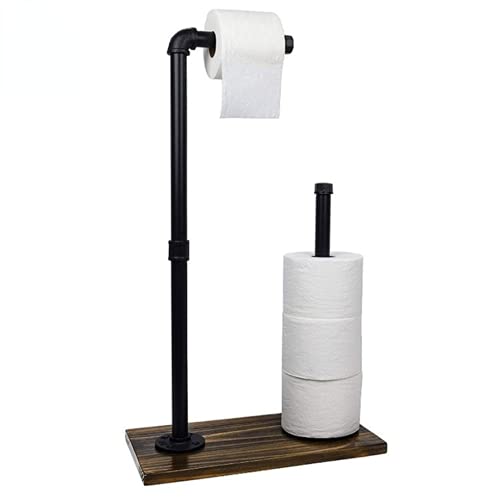 Aijuke Vertikale Toilettenpapierhalter Halterung Gebohrter Holzsockel Abnehmbarer Toilettenpapierhalter aus Edelstahl Kann 4 Ersatzrollen Toilettenpapier Badezimmerzubehör aufnehmen Cover