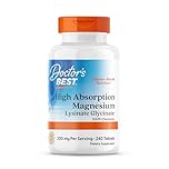 Doctor's Best, High Absorption Magnesium, 100% chelated with TRAACS, with Glycine and Lysine, 240 Vegan Tablets, SOYA Free, Gluten Free, Non-GMO
