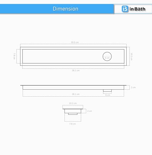 Image of InBath Classic Shower Drain Channel with Collar|Lineare Shower Drainer| Floor Drain|Stainless Steel 304 Grade| Side Hole Type (12x4 Inches)