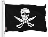 G128 Pirate Jolly Roger Swords Flag | 3x5 Ft | LiteWeave Pro Series Printed 150D Polyester | Novelty Flag, Indoor/Outdoor, Vibrant Colors, Thicker and More Durable Than 100D 75D Polyester
