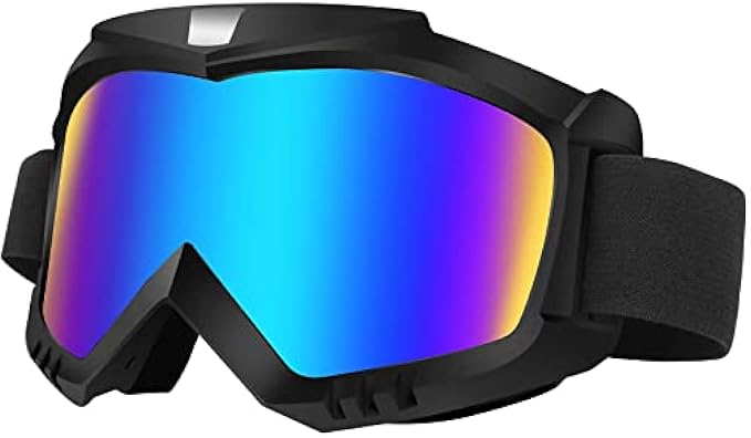 Dirt Bike Goggles, Motorcycle Goggles, ATV Goggles, Motocross Goggles Ski Goggles Windproof Glasses Racing Helmet Goggles for Adults Men Women Youth Kids, Black