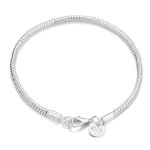 Happyyami Pulsera de Cadena de Serpiente Pulsera de Cadena de Plata Esterlina 925 Pulsera de Cadena Punk para Mujeres Banquete de Cumpleaños Hombres Fiesta de Oficina Boda Oficina (Plata)