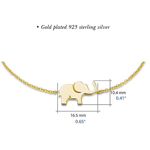 FANCIME Yellow Gold Plated 925 Sterling Silver Cable Link Chain Cute Elephant Dainty Delicate Bracelet Jewelry Easter Gifts For Women Friendship Charm Adjustable Teens, 15 + 3cm - Image 5