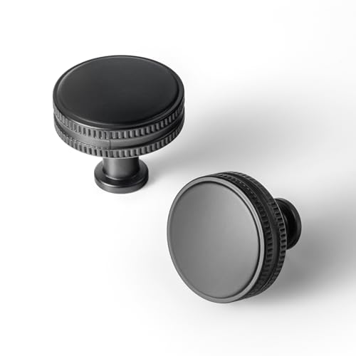 Goo-Ki Matte Black Drawer Knobs Zinc Alloy Kitchen Hardware - 6 Pack Modern Black Single Screw/Hole Bar Cabinet Pulls Handles
