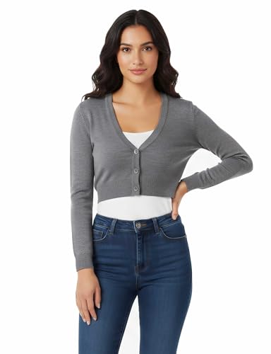 Image of Allsense Women's Cropped Bolero Shrug Cardigan | 3 /4 Sleeve, Button Down, Lightweight Knit Sweater