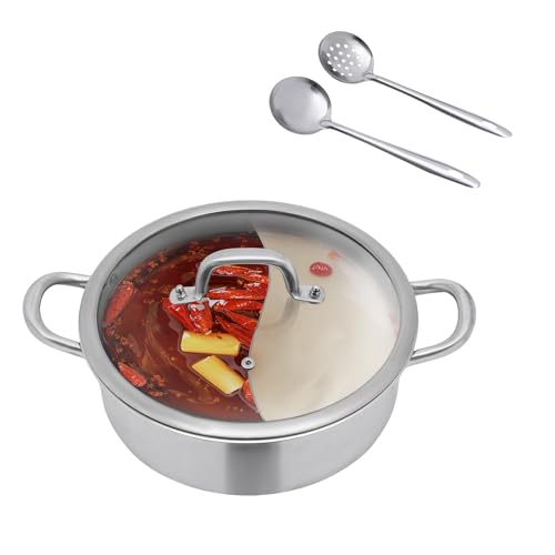 Produktbild von Baxnore Hotpot Edelstahl Geteilt | 34 Cm Feuertopf Für Induktion, Gas & Ceran | Mit Hohlgriff & Geteilter Kochzone