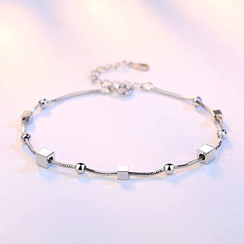 Pulsera de plata con diseño de estrellas de doble cadena para mujer 3