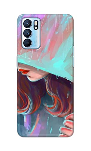 Image of PRINTFIDAA Pretty Woman Under The Umbrella Painting Printed Designer Hard Case for Oppo Reno6 5G, Oppo Reno 6 5G Back Cover -(e) RPM1007