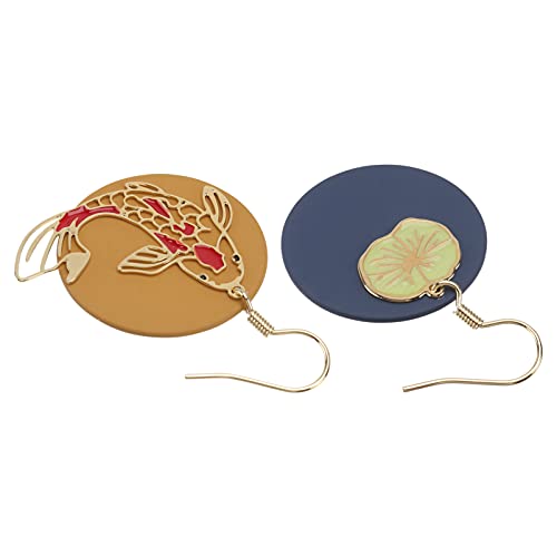 Holibanna Frauen Ohrringe Runde Gold Fisch Ohrringe Chinesischen Stil Ripple Hoop Ohrringe Kreis Ohr Stud Ohrringe Schmuck für Frauen Mädchen Cover