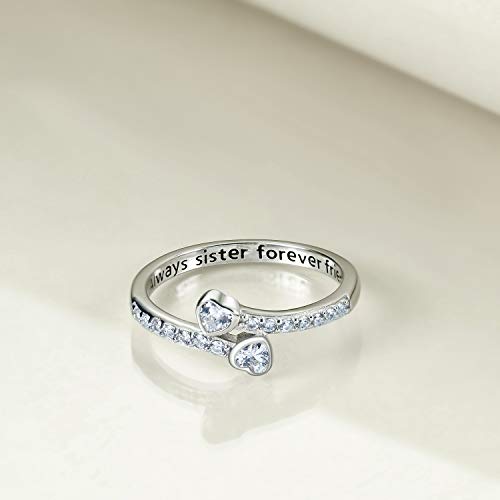 ONEFINITY Sister Rings: Silver, Halo, Contemporary, White Cubic Zirconia, Friendship, Adult, Jewelry3