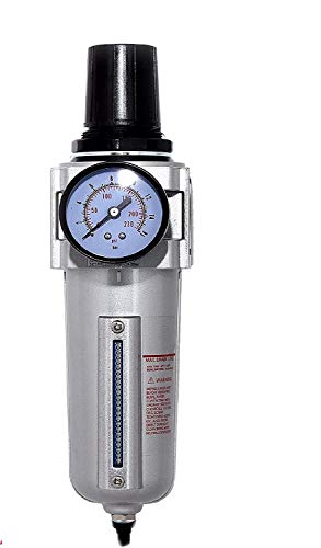 HEAVY DUTY COMPRESSED AIR FILTER REGULATOR COMBO PIGGYBACK, METAL BOWL, AUTO DRAIN, 1/2