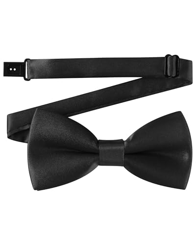AWAYTR Boys Child Kids Bow ties - Adjustable Pre Tied Solid Color Wedding Party Bowties (Black)