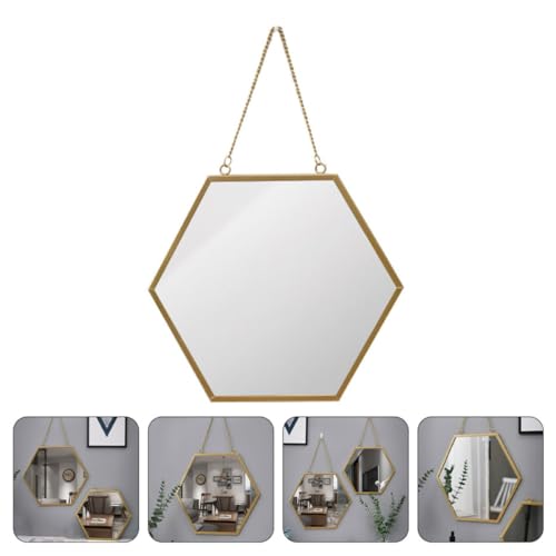 Miroir mural hexagonal en métal et verre pour salle de bain - 8